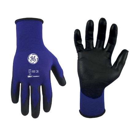 Ge Coated Gloves, Polyurethane, Royal Blue/Black, XL 24 PK GG206XL